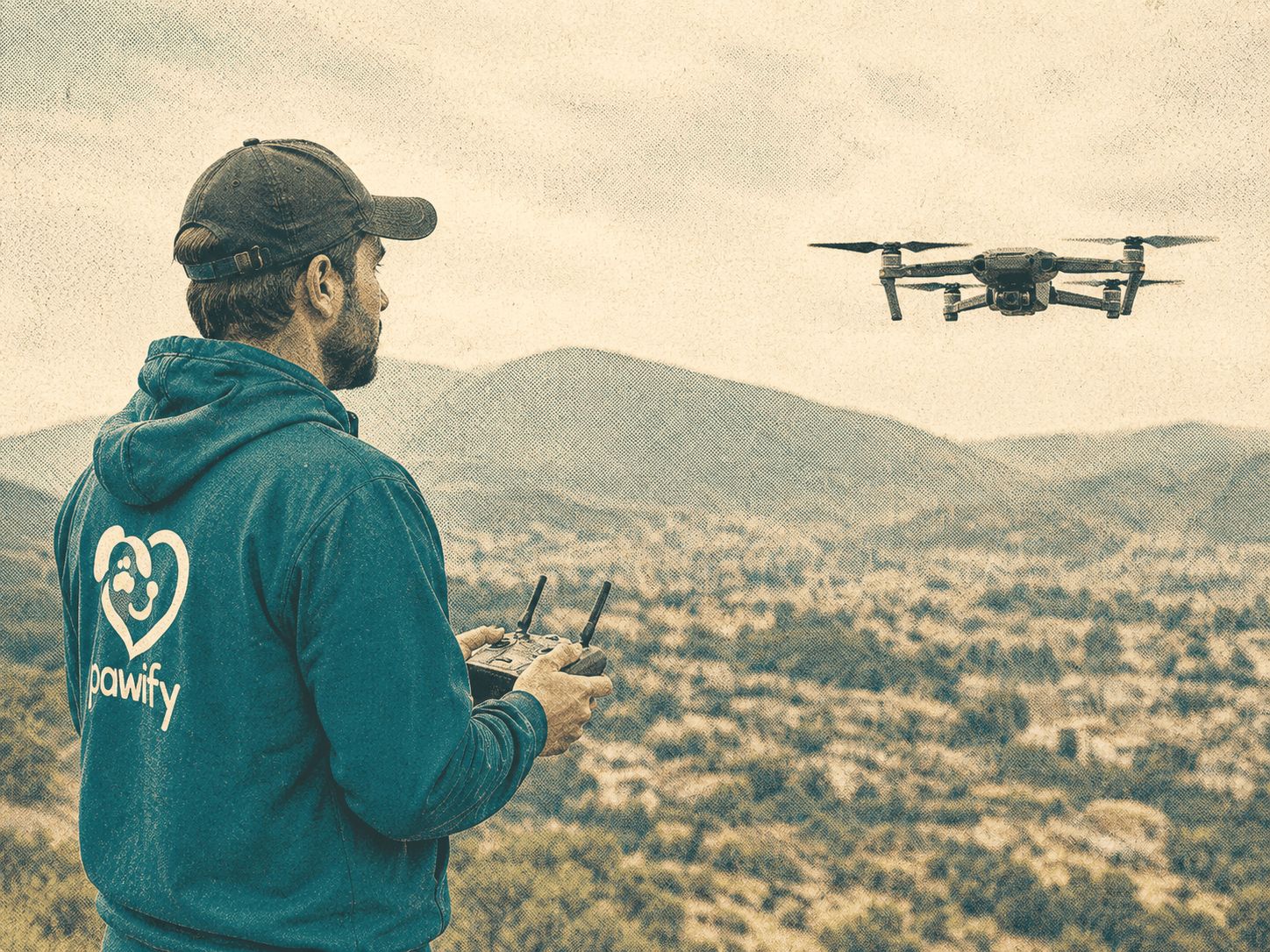 Piloto de dron en búsqueda