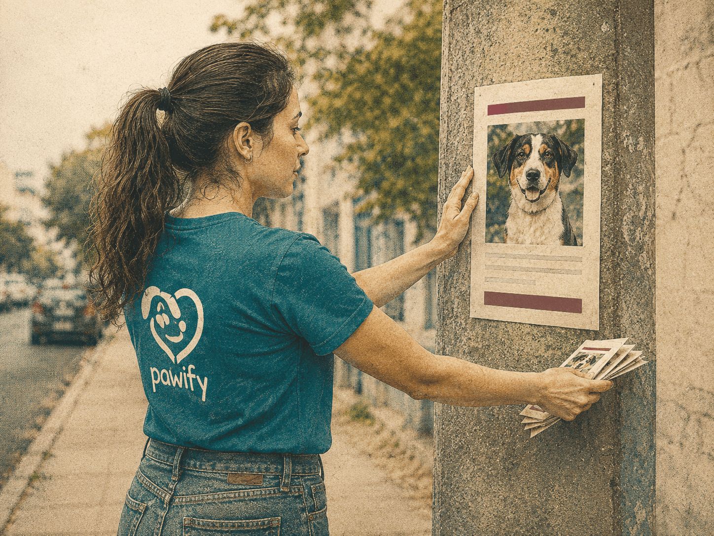 Repartiendo volantes y posters