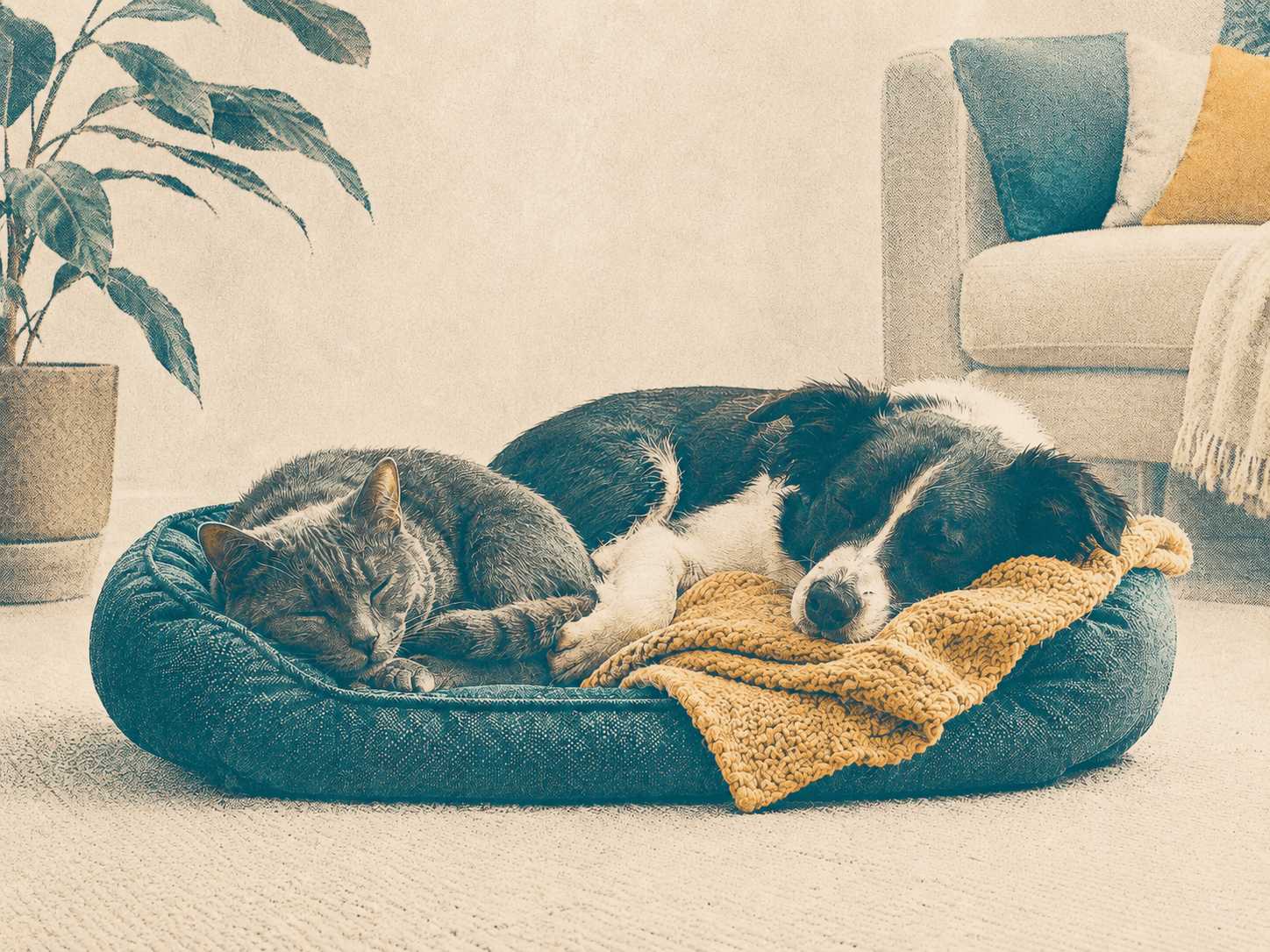 Mascotas durmiendo tranquilas