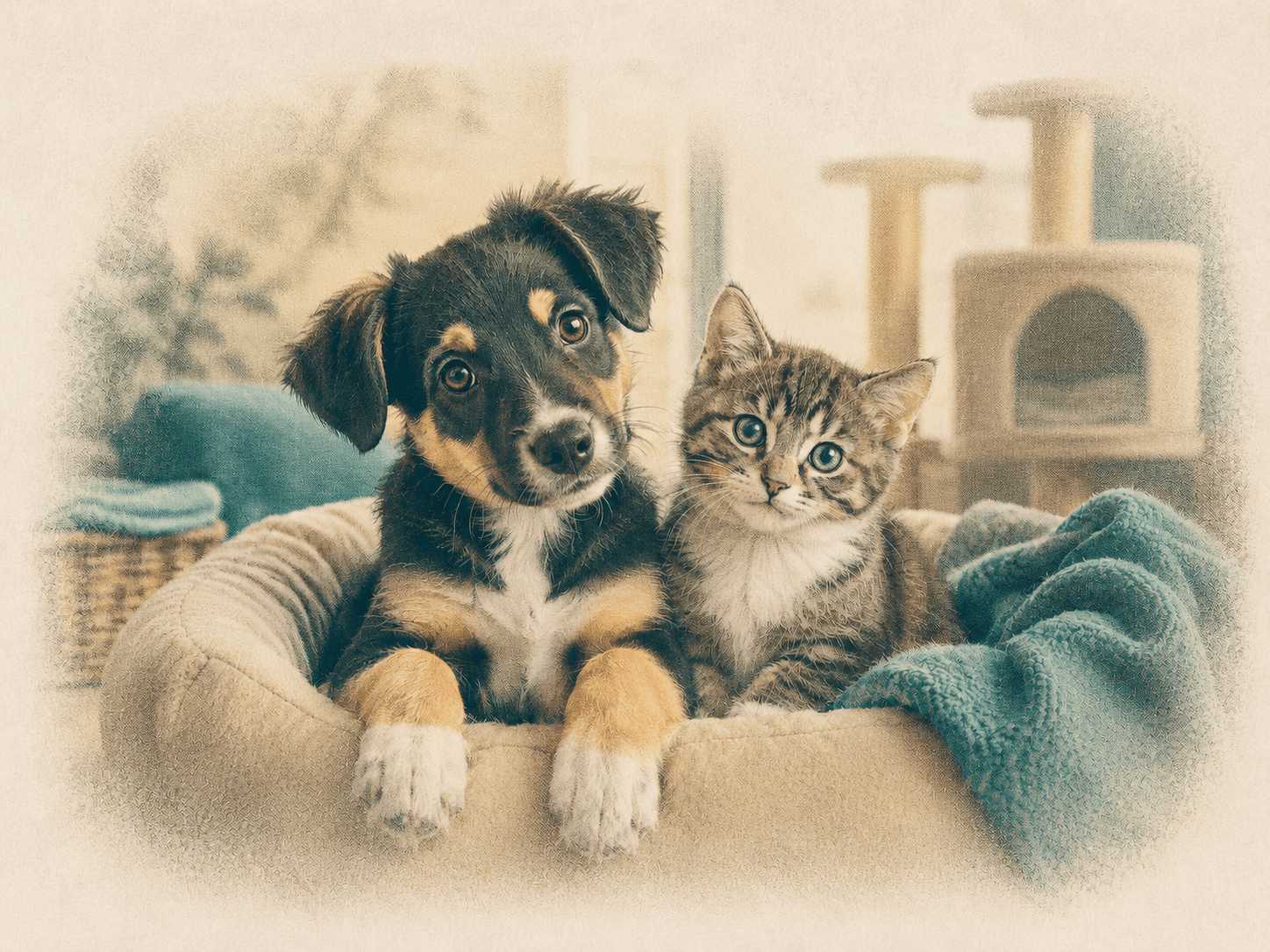 Cachorro y gatito en busca de hogar